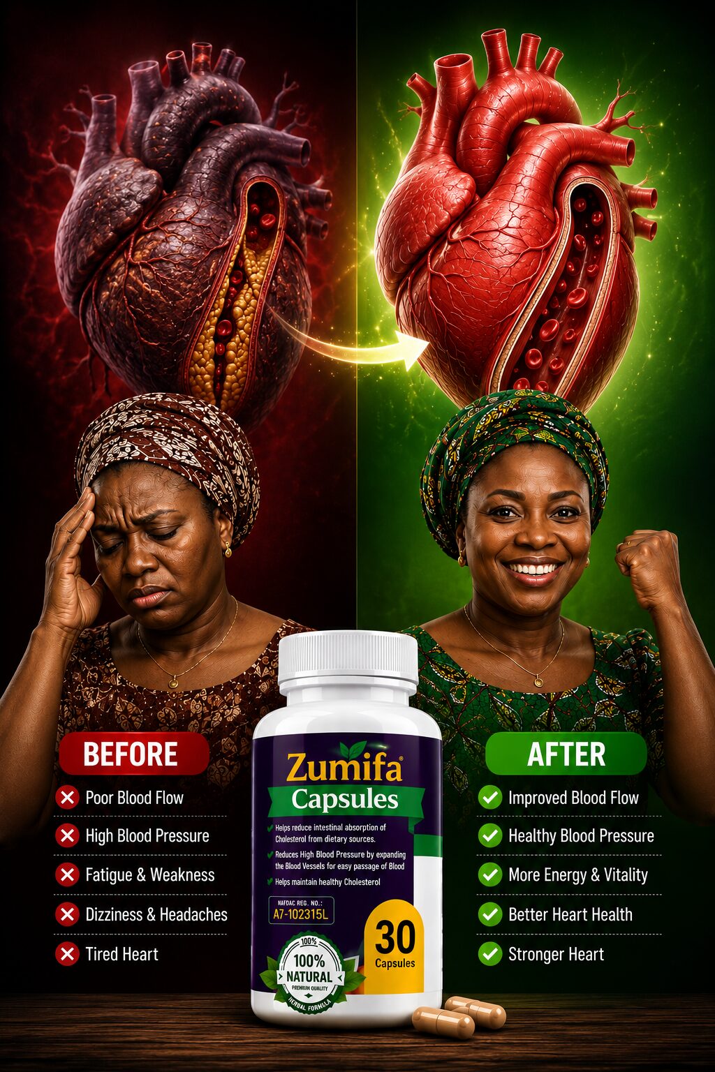 Before and after heart health transformation