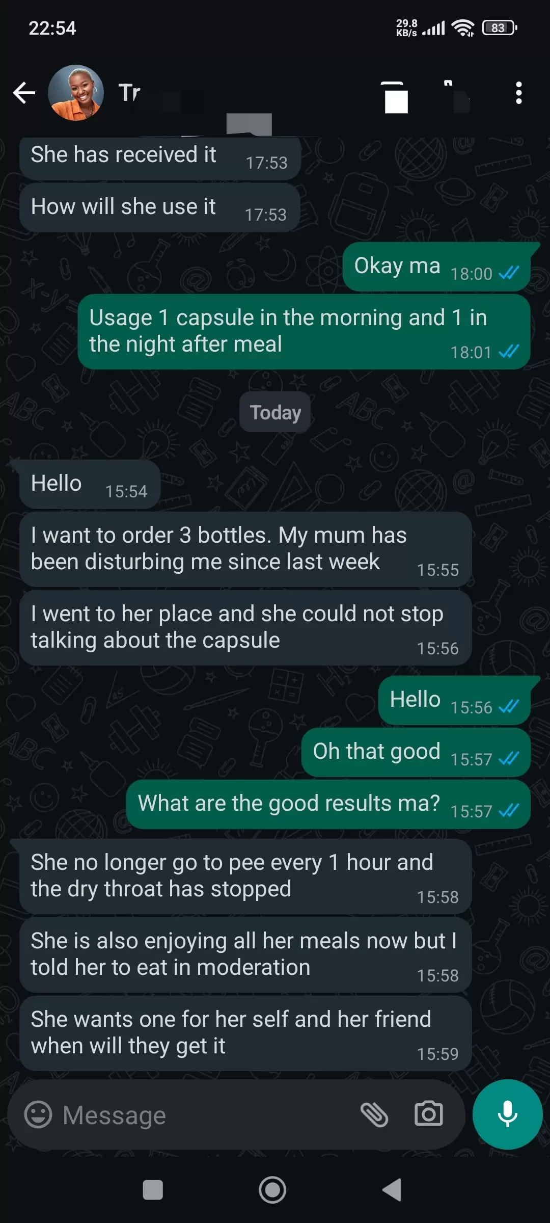WhatsApp testimonial 1